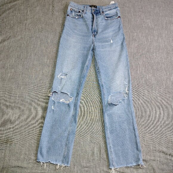 Abercrombie Fitch Jeans Womens Size 26x27 Distressed Ultra High Rise Straight - Picture 2 of 11